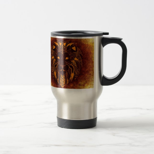 Caneca Térmica Abstrato de leão selvagem (Direita)