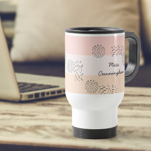 Caneca Térmica Abstrato Doodle Color Block Peach Ivory Yellow
