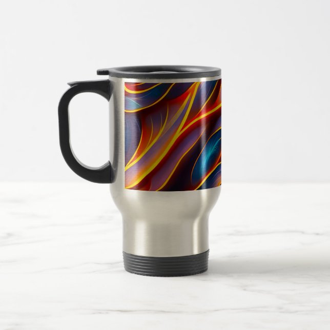 Caneca Térmica Abstrato Swirl Blue Red Flames (Esquerda)