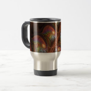 Caneca Térmica Abstrato Trippy Marrom Fluorescente Colorido Fract