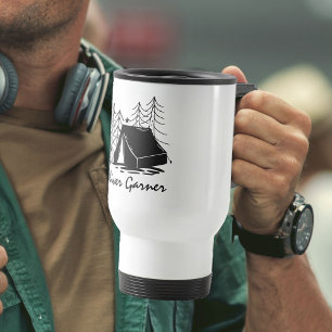Caneca Térmica Acampamento de Verão de Arte Doodle de Acampamento