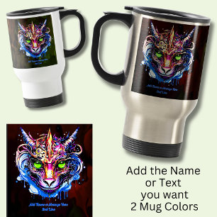 Caneca Térmica Adicionar Texto de Nome, Azul Rosa Fantasia Dragão