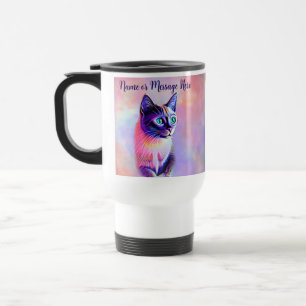 Caneca Térmica Adicionar texto de nome, Pastéis pintados com gato