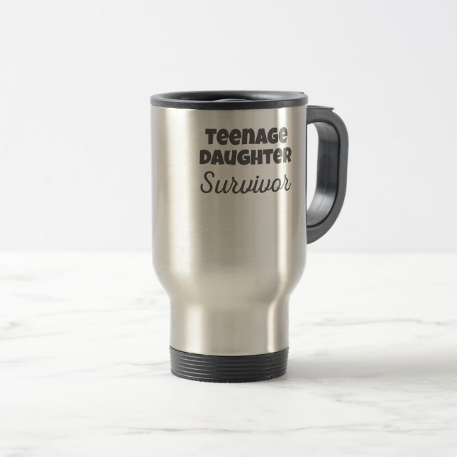 Caneca Térmica Adolescente Sobrevivente Engraçado Mãe Pai Present (Frente Esquerda)