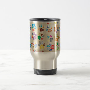 Caneca Térmica Adoráveis Marcas de Pata de Cachorro Coloridas, Bo