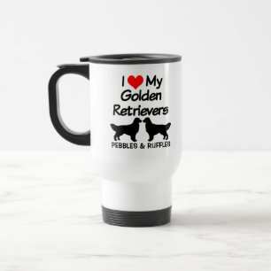 Caneca Térmica Adoro Os Meus Dois Ouros De Retriever Cães Silhoue