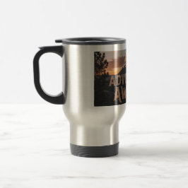 Caneca Térmica Adventure Awaits Mountain Travel Tumbler – Rugged 
