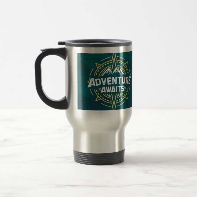 Caneca Térmica Adventure Viagem Emblem Mug para amantes da Advent (Esquerda)