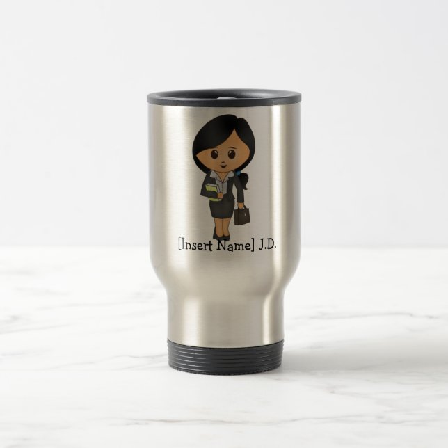Caneca Térmica Advogado fêmea personalizado - cabelo preto (Centro)