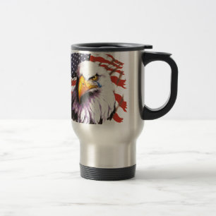 Caneca Térmica Águia americana com um rasgo - bandeira dos EUA no