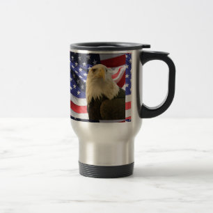 Caneca Térmica Águia Bald Americana e Bandeira