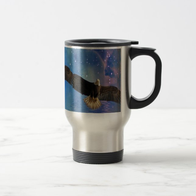 Caneca Térmica Águia Cálida Voadora e Arte da Nebulosa Espacial E (Direita)