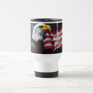 Caneca Térmica Águia-careca com a Bandeira Americana Arte de 4 de