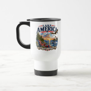 Caneca Térmica Águia Patriótica do Pôr do Sol do Lago América