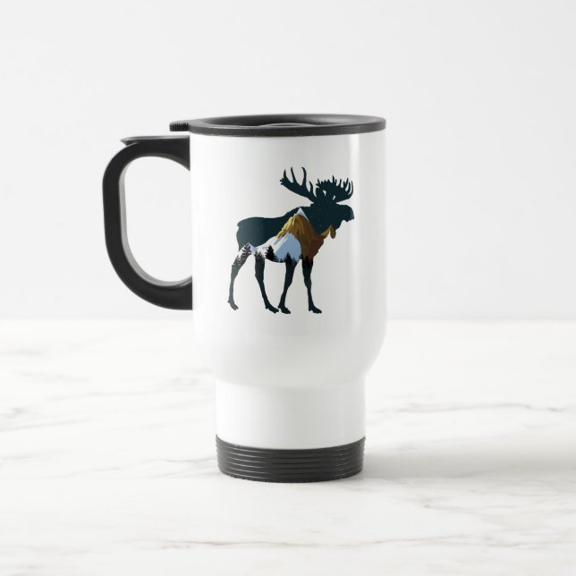 Caneca Térmica Alce da Floresta Noturna (Esquerda)