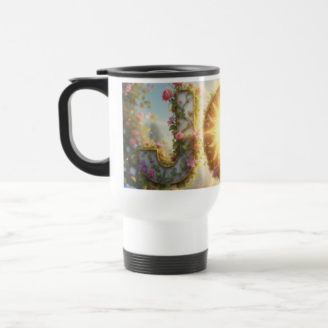 Caneca Térmica Alegria com flores - Bonita e bonito (Esquerda)