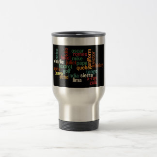 Caneca Térmica Alfabeto fonético de OTAN (fundo escuro)