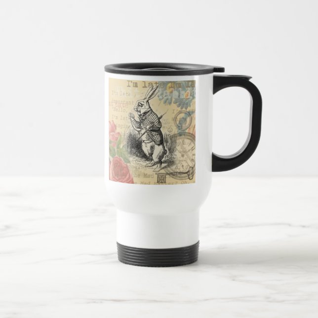 Caneca Térmica Alice no Coelho Branco na Arte Maravilha (Direita)