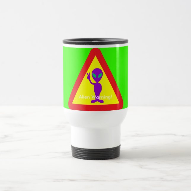 Caneca Térmica Alienígena Aviso Roxo Sinal de Precaução da Aliení (Centro)