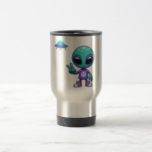 Caneca Térmica Alienígena de paz e nave espacial