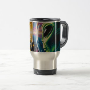Caneca Térmica Alienígena e astronauta no espaço