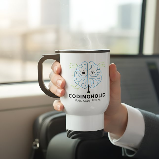Caneca Térmica Alimente Seu Cérebro Viciado em Codificação Desenv (Criador carregado)