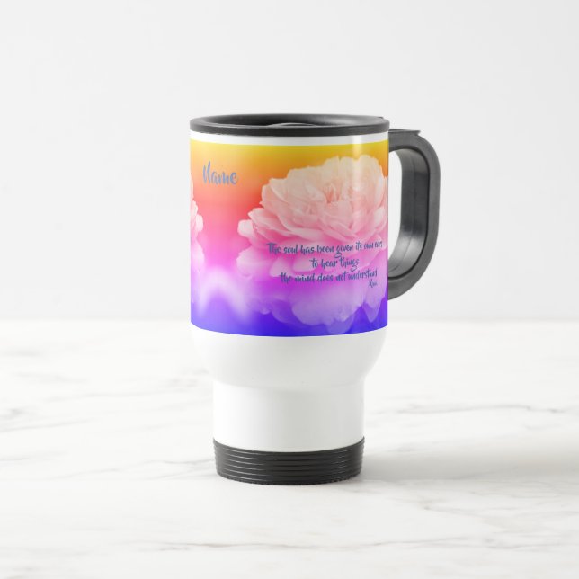 Caneca Térmica Alma Mente Rumi - Cota Inspiracional Personalizada (Frente Esquerda)