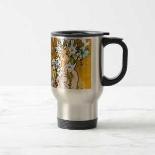 Caneca Térmica Alphonse Mucha - Lily - Fronteira Branca
