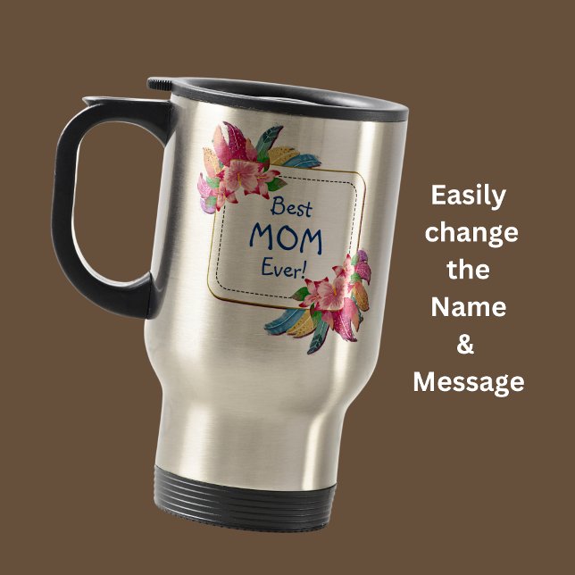 Caneca Térmica Alterar Texto Adicionar Nome Boho Flor Penas Melho (Criador carregado)