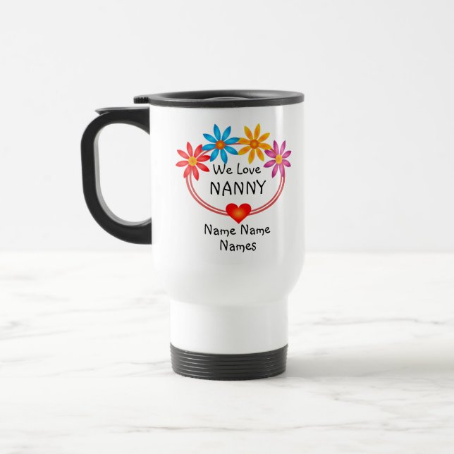 Caneca Térmica Alterar TODOS Os Nomes das Crianças Nanny Flower H (Esquerda)