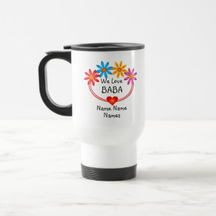 Caneca Térmica Alterar Todos os Nomes de Crianças BABA Flor Cora