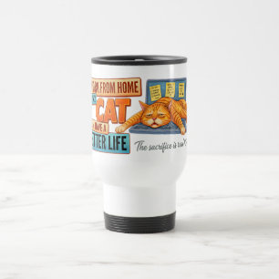 Caneca Térmica Amante de Gatos em Home Office - Lindo Gato Laranj