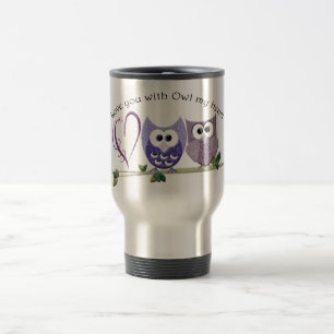 Caneca Térmica Ame-o com coruja meu coração, presentes bonitos