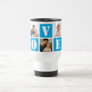 Caneca Térmica Ame o Dia dos Pais Colagem de 5 Fotos Personaliz