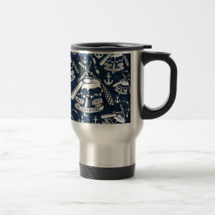 Caneca Térmica Ame thy teste padrão retro do tatuagem dos