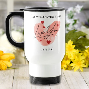 Caneca Térmica Ame Você Texto Personalizado Nome Watercolor Red H