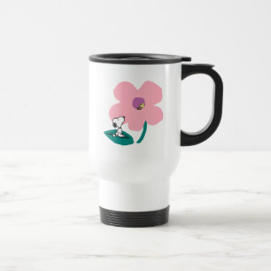 Caneca Térmica Amendoins Ilustração da Flor Rosa-Rosa Natural