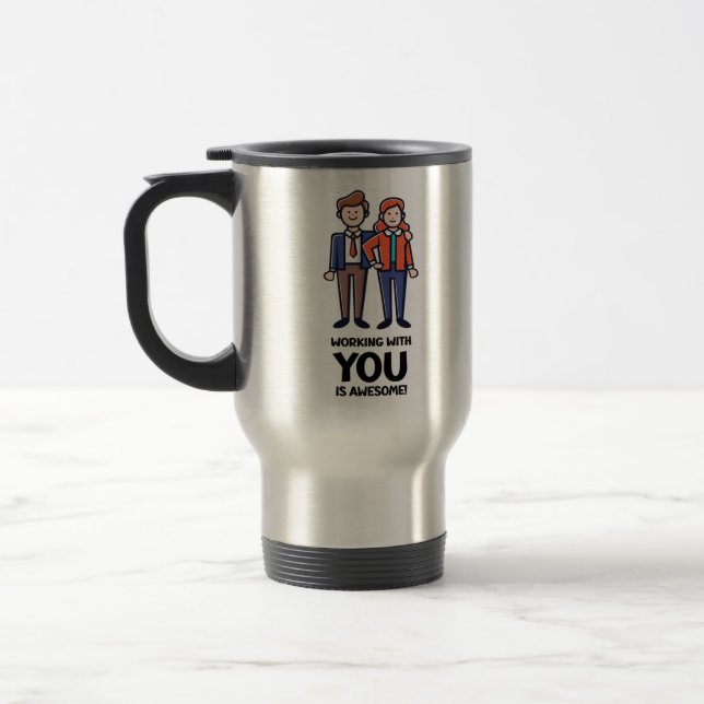 Caneca Térmica Amigos Do Trabalho - Homem E Mulher Clássica (Esquerda)
