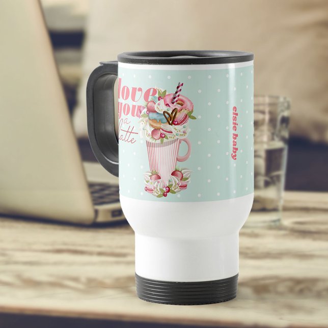Caneca Térmica Amo-te a um retrô latente, personalizado (Criador carregado)