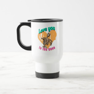 Caneca Térmica Amo Você até os Ossos Esqueleto Divertido Coração
