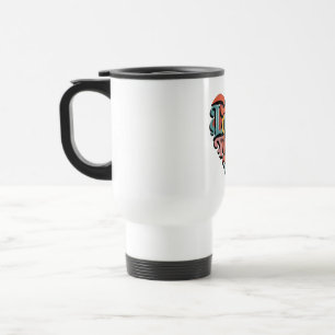 Caneca Térmica Amo Você Coração Retro Psicodelia