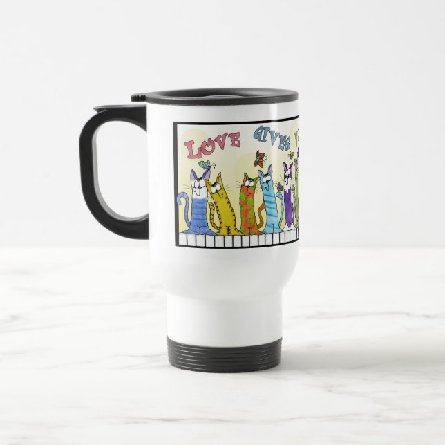 Caneca Térmica Amor dá borboletas. Gatos na cerca (Esquerda)