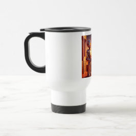 Caneca Térmica Android Bebendo Café Olhando Para as Pirâmides