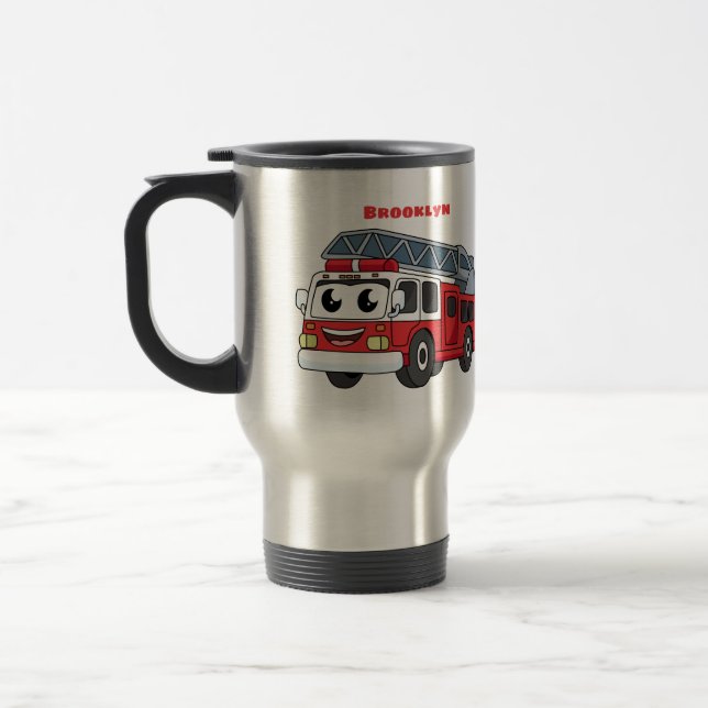 Caneca Térmica Animação de bombeiros felizes (Esquerda)