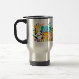 Caneca Térmica Animais da Selva Safari Fofos Melhores Amigos Aço 