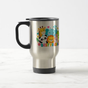 Caneca Térmica Animais da Selva Safari Fofos Melhores Amigos Aço