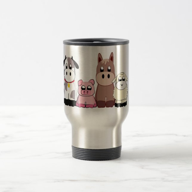 Caneca Térmica Animais de fazenda bonitos (Centro)