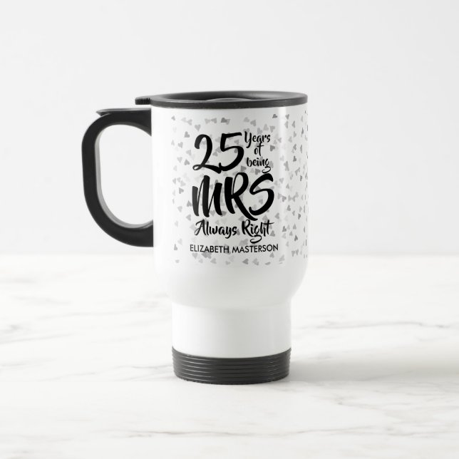 Caneca Térmica Aniversário de 25 Silver da Senhora Sempre Certo (Esquerda)