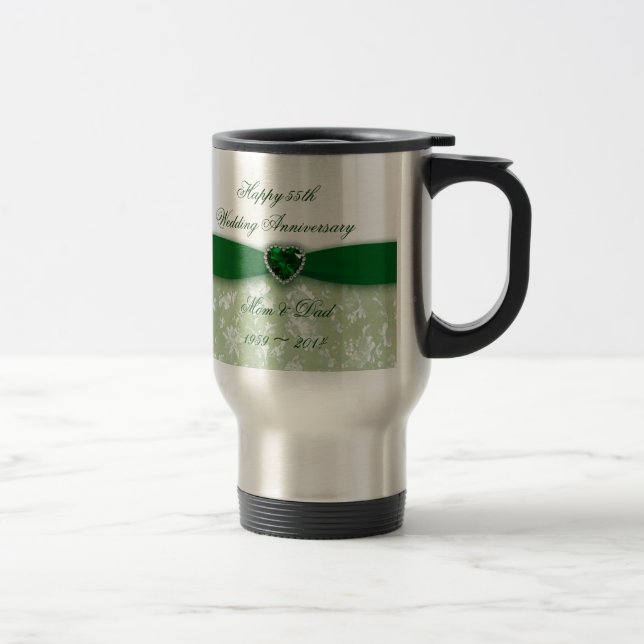 Caneca Térmica Aniversário de casamento do damasco 55th (Direita)