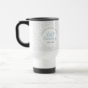 Caneca Térmica Aniversário de Diamante de 60 anos Corações Confet